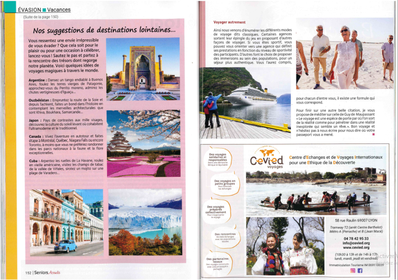 Notre présence dans le magazine Seniors Actuels